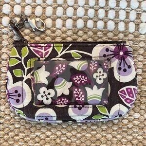 Vera Bradley PLUM PETAL discontinued pattern Purple Floral Wristlet Coin Pouch